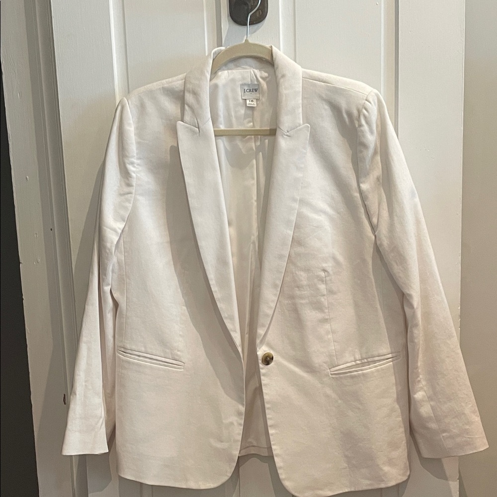 J. Crew Chalk Single-Button Notched-Lapel Linen Blazer